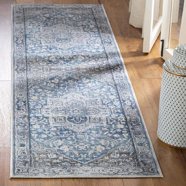 Bungalow Rose Performance Charcoal/Blue Rug Wayfair